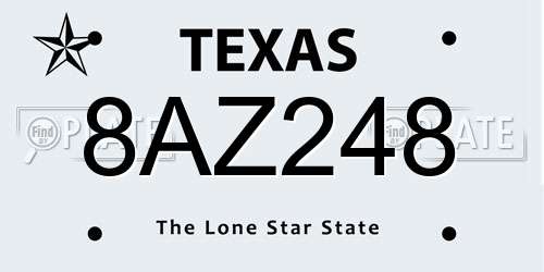 8AZ248 Texas License Plate