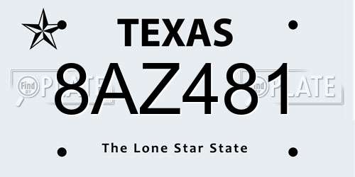 8AZ481 Texas License Plate