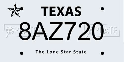 8AZ720 Texas License Plate