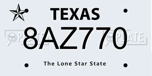 8AZ770 Texas License Plate