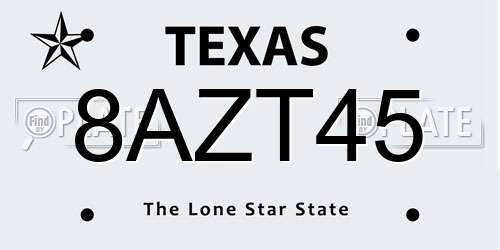 8AZT45 Texas License Plate
