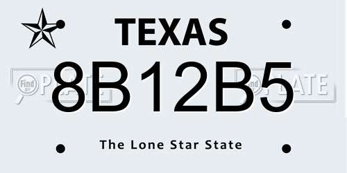 8B12B5 Texas License Plate