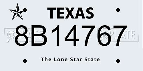 8B14767 Texas License Plate