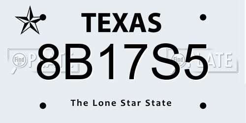 8B17S5 Texas License Plate