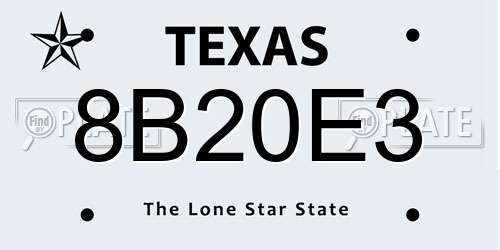 8B20E3 Texas License Plate