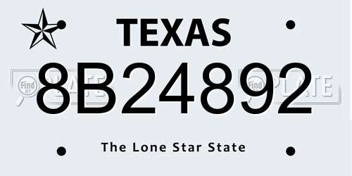 8B24892 Texas License Plate
