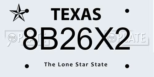 8B26X2 Texas License Plate