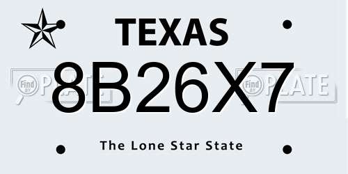 8B26X7 Texas License Plate