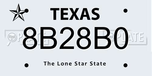 8B28B0 Texas License Plate
