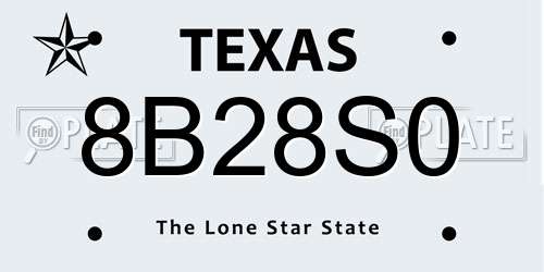 8B28S0 Texas License Plate