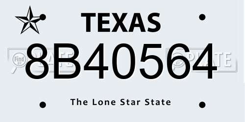 8B40564 Texas License Plate