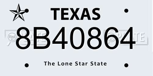 8B40864 Texas License Plate