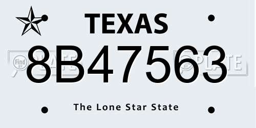 8B47563 Texas License Plate