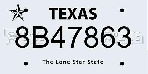 8B47863 Texas License Plate