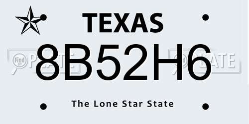 8B52H6 Texas License Plate