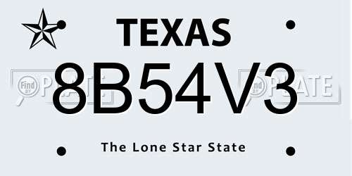 8B54V3 Texas License Plate