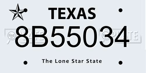 8B55034 Texas License Plate
