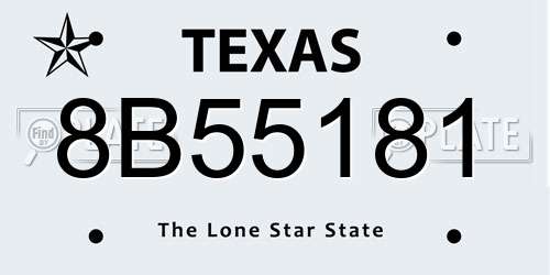 8B55181 Texas License Plate