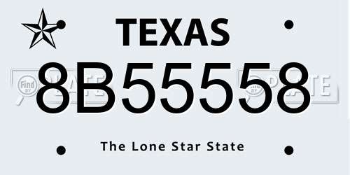 8B55558 Texas License Plate