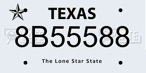 8B55588 Texas License Plate