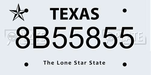 8B55855 Texas License Plate