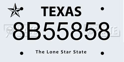 8B55858 Texas License Plate