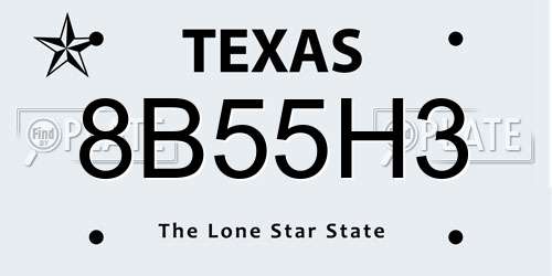 8B55H3 Texas License Plate