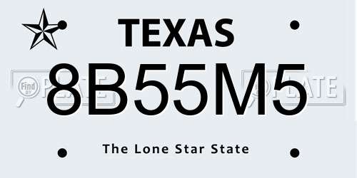 8B55M5 Texas License Plate