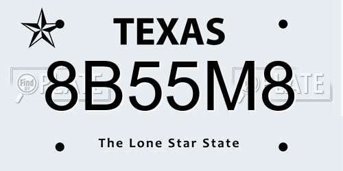 8B55M8 Texas License Plate