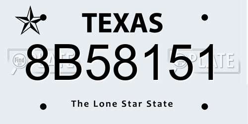 8B58151 Texas License Plate