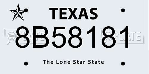 8B58181 Texas License Plate