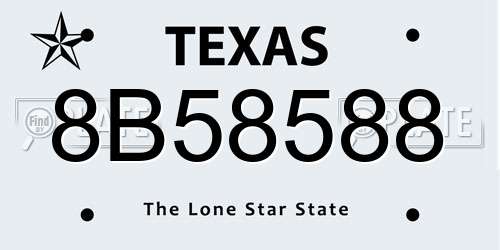 8B58588 Texas License Plate
