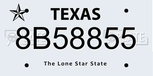 8B58855 Texas License Plate