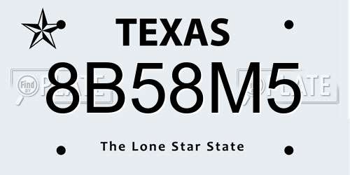 8B58M5 Texas License Plate