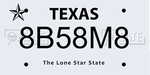 8B58M8 Texas License Plate