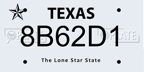 8B62D1 Texas License Plate