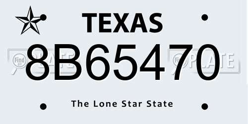 8B65470 Texas License Plate