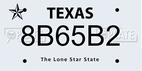 8B65B2 Texas License Plate