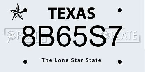 8B65S7 Texas License Plate