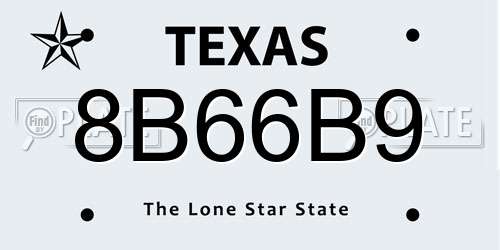 8B66B9 Texas License Plate