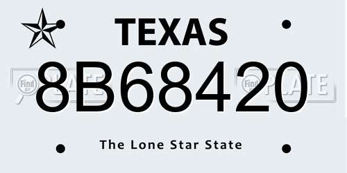 8B68420 Texas License Plate