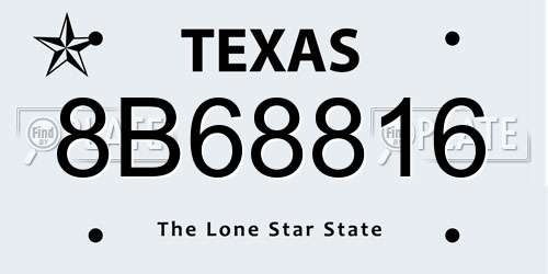 8B68816 Texas License Plate
