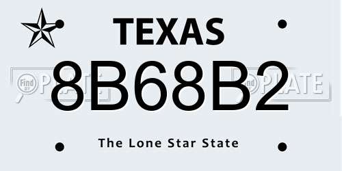 8B68B2 Texas License Plate