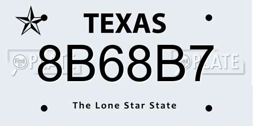 8B68B7 Texas License Plate