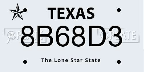 8B68D3 Texas License Plate