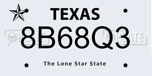 8B68Q3 Texas License Plate