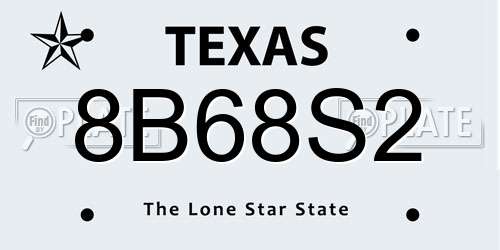 8B68S2 Texas License Plate