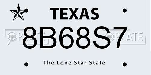8B68S7 Texas License Plate