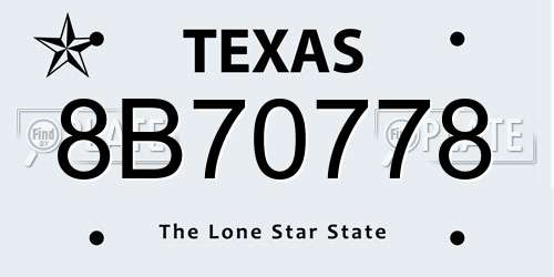 8B70778 Texas License Plate