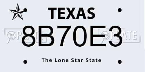 8B70E3 Texas License Plate